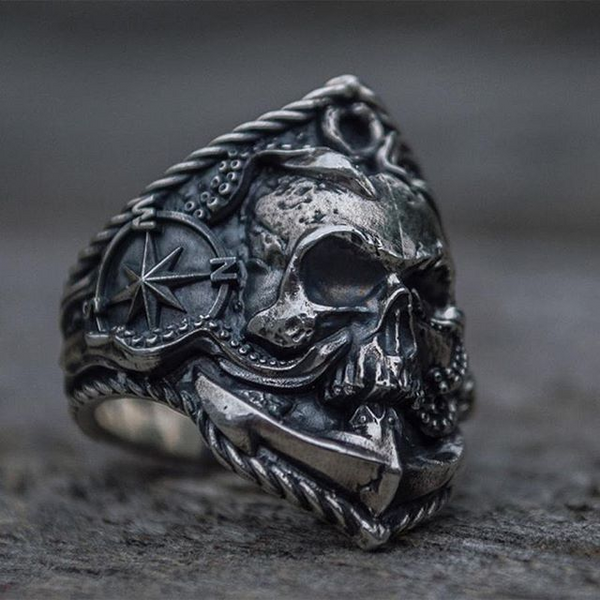 Tortuga Handcrafted Sterling Silver Men's Biker Ring – Clocks and