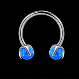 16 Gauge Opal Horseshoe Titanium Nose Ring | Gthic.com