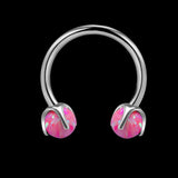 16 Gauge Opal Horseshoe Titanium Nose Ring | Gthic.com