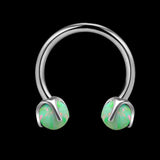 16 Gauge Opal Horseshoe Titanium Nose Ring | Gthic.com