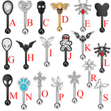 16G Skull Inlaid Zircon Stainless Steel Eyebrow Ring