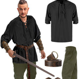 4 Pcs Renaissance Medieval Pirate Shirt Ankle Banded Pants Set | Gthic.com