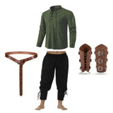 4 Pcs Renaissance Medieval Pirate Shirt Ankle Banded Pants Set | Gthic.com