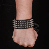 4 Rows of Rivets Leather Bracelet