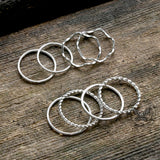 8 Pieces Stainless Steel Minimalist Ring Set | Gthic.com