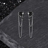 Gothic Heart Tassel Zircon Copper Stud Earrings | Gthic.com
