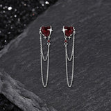 Gothic Heart Tassel Zircon Copper Stud Earrings | Gthic.com