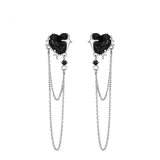 Gothic Heart Tassel Zircon Copper Stud Earrings | Gthic.com