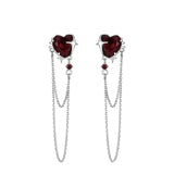 Gothic Heart Tassel Zircon Copper Stud Earrings | Gthic.com