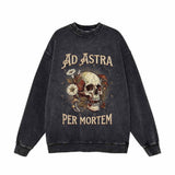Ad Astra Per Mortem Skull Vintage Washed Sweatshirt | Gthic.com