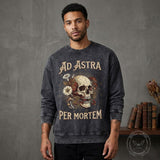 Ad Astra Per Mortem Skull Vintage Washed Sweatshirt | Gthic.com