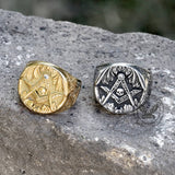 AG Skull Stainless Steel Mason Ring | Gthic.com