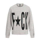 American-Style Letter Print Striped Long Sleeve Top | Gthic.com