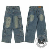 American-Style Multi-Pocket Cargo Baggy Jeans | Gthic.com
