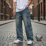 American-Style Multi-Pocket Cargo Baggy Jeans | Gthic.com