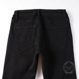 American-Style Patched Slim-Fit Biker Skinny Jeans