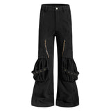 American-Style Slight-Flare Multi-Pocket Pants