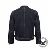 American-Style Stand Collar Biker Denim Jacket