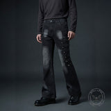 American-Style Y2K Dark-Aesthetic Lace-Up Flare Jeans