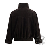 American Fashion Brown Stand-Up Collar Jacket | Gthic.com