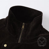 American Fashion Brown Stand-Up Collar Jacket | Gthic.com