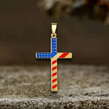 American Flag Cross Stainless Steel Pendant