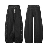 American High-Street Button Design Raw Denim Jeans | Gthic.com
