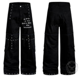 Punk-Hose für Herren aus Baumwolle mit Aufnäher und Totenkopf-Aufdruck