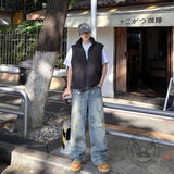 American High Street Ink-Splashed Distressed Wide-Leg Jeans | Gthic.com