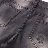 American High Street Y2K Strap Design Distressed Jeans