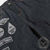 Pantaloni punk da uomo in cotone con stampa teschio patch