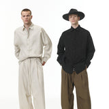 American Loose Lapel Old Money Style Linen Shirt | Gthic.com