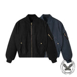 American Loose Solid Color Dropped Shoulders Jacket | Gthic.com