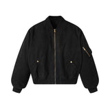 American Loose Solid Color Dropped Shoulders Jacket