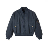 American Loose Solid Color Dropped Shoulders Jacket