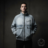 American Retro Distressed Stand-Up Collar Denim Jacket