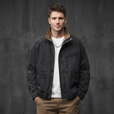 American Retro Distressed Stand-Up Collar Denim Jacket | Gthic.com