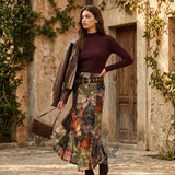 American Retro Floral Mesh Asymmetrical Skirt | Gthic.com