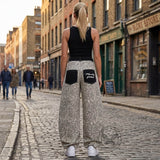 American Retro Leopard-Print Casual Scimitar Jeans | Gthic.com