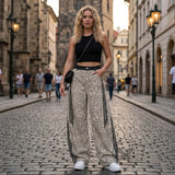 American Retro Leopard-Print Casual Scimitar Jeans | Gthic.com