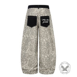 Pantaloni punk da uomo in cotone con stampa teschio patch