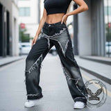 American Retro Ripped Patchwork Washed Jeans | Gthic.com