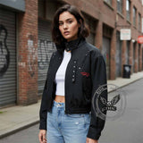 American Retro Stand-Up Collar Zip-Up Jacket | Gthic.com