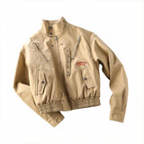 American Retro Stand-Up Collar Zip-Up Jacket | Gthic.com