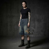 American Retro Star Patchwork Loose Denim Shorts | Gthic.com