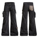 American Retro Style Multi-Pocket Flared Jeans | Gthic.com