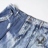 Pantalon Punk Homme en Coton Imprimé Crâne Patch