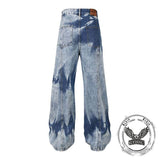 American Retro Tie-Dye Large Pocket Wide-Leg Jeans | Gthic.com