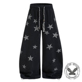 American Star-Print Loose Wide-Leg Casual Pants
