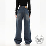 American Street Hip-Hop Spider Print Wide-Leg Jeans | Gthic.com